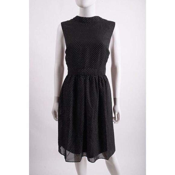 Liza Luxe Women Dress A-line 1X Black White Polka Dot Knee Length Sleeveless NWT - Picture 1 of 6